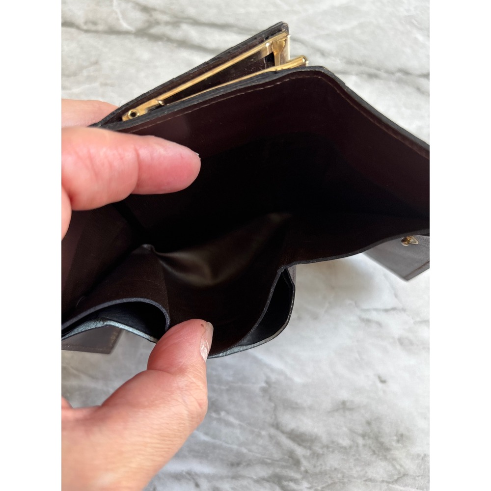 Vintage Real Crocodile Trifold Wallet Womens Small Brown Excellent Made in Italy - Picture 7 of 11